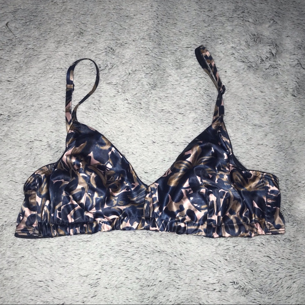 🍍Small Satin Bra Gap Body Love Amour Blue Tan Watercolor No Underwire 3/$15